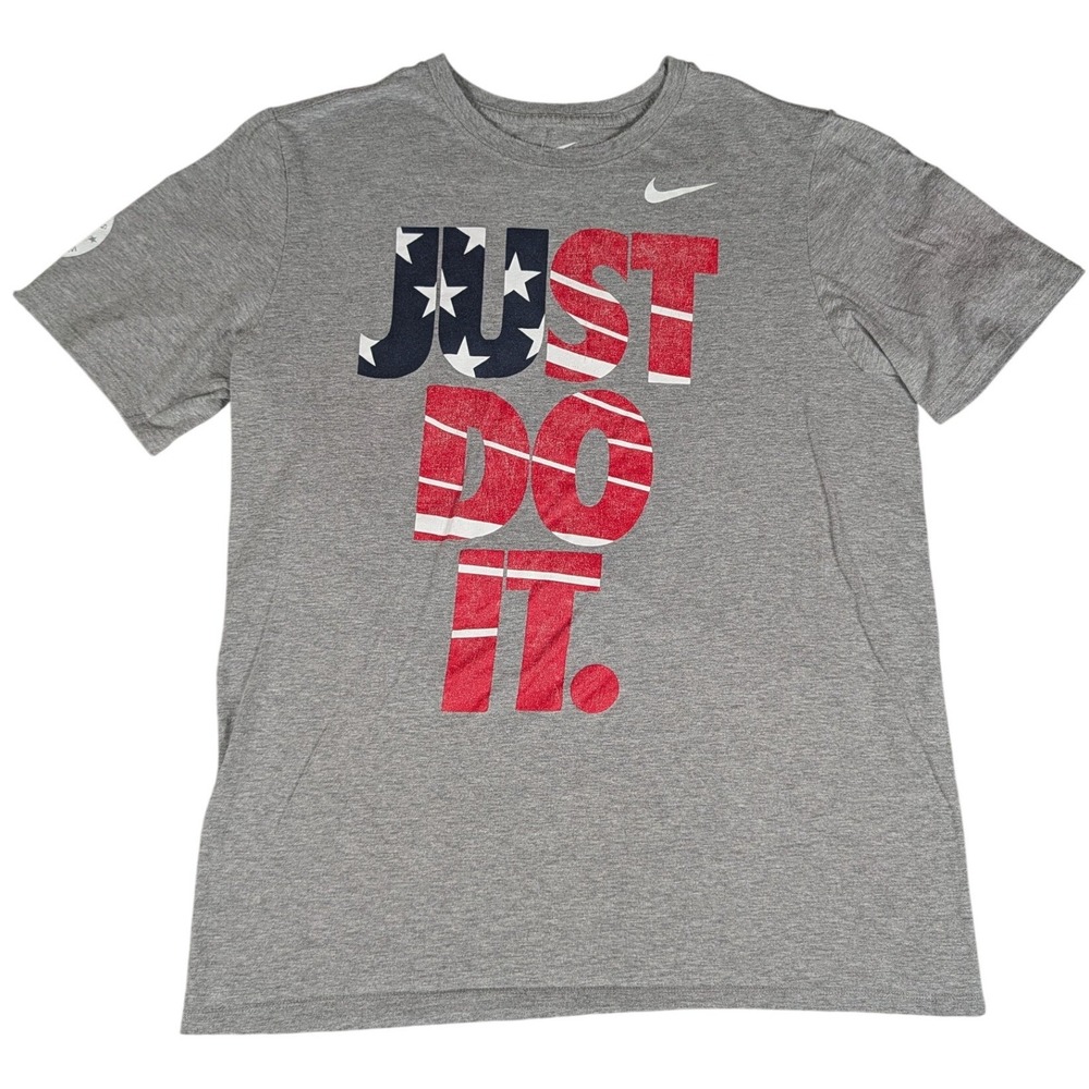 Nike T-Shirt Men Large Gray Just Do It USA Olympic Team Athletic Excellent